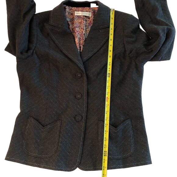 dana buchman Black Metallic Blazer Jacket Slip Pocket Size 14 - Picture 6 of 16